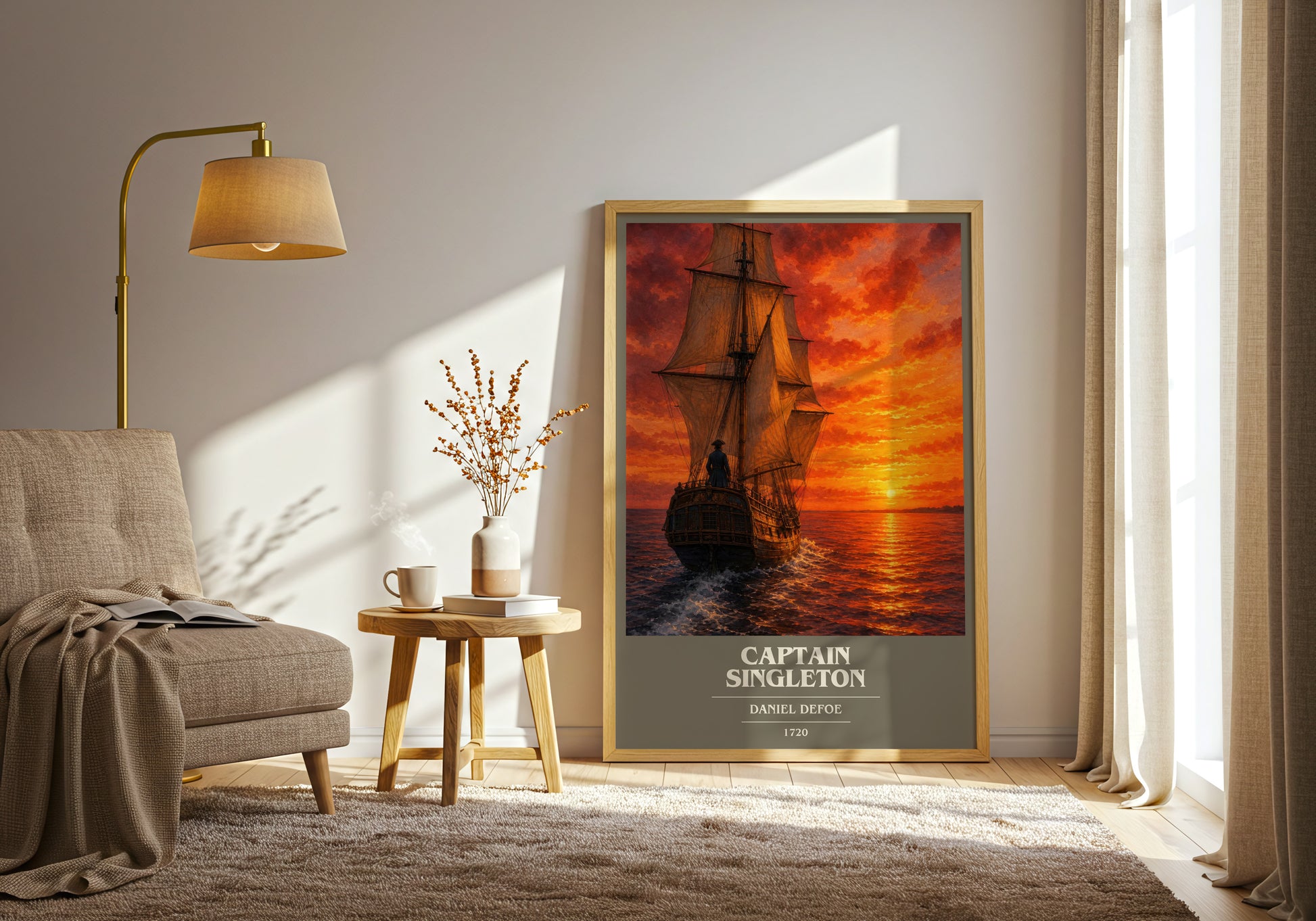 Captain Singleton book cover print on bookshelf – Daniel Defoe fan gift