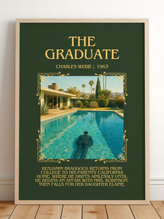 The Graduate Minimalist Book Poster by Charles Webb – framed print leaning on a wooden floor
