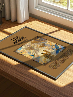 The Birds Minimalist Book Poster by Aristophanes – print on a sunlit desk