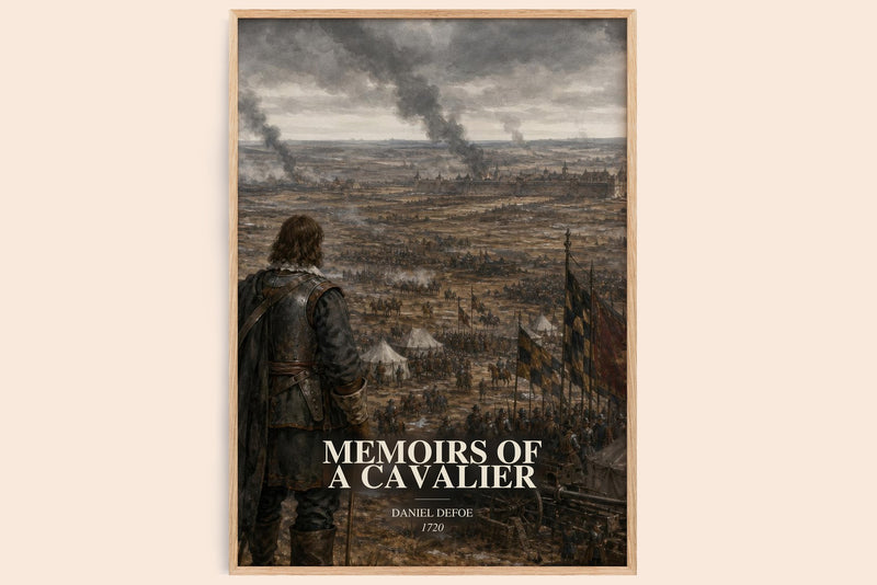 Memoirs Of A Cavalier watercolour book poster by Daniel Defoe – framed literary art print