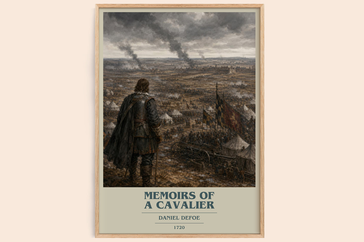Memoirs Of A Cavalier book cover book poster by Daniel Defoe – framed literary art print