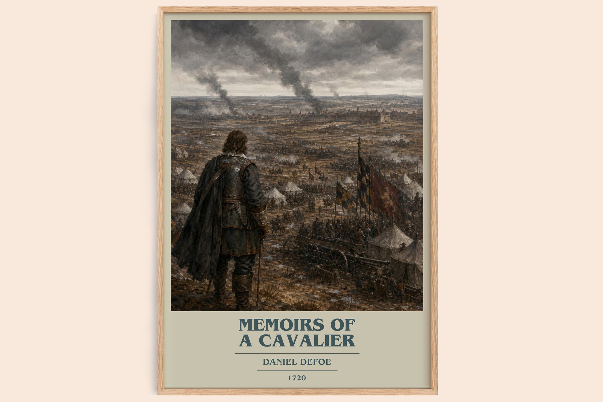Memoirs Of A Cavalier book cover book poster by Daniel Defoe – framed literary art print