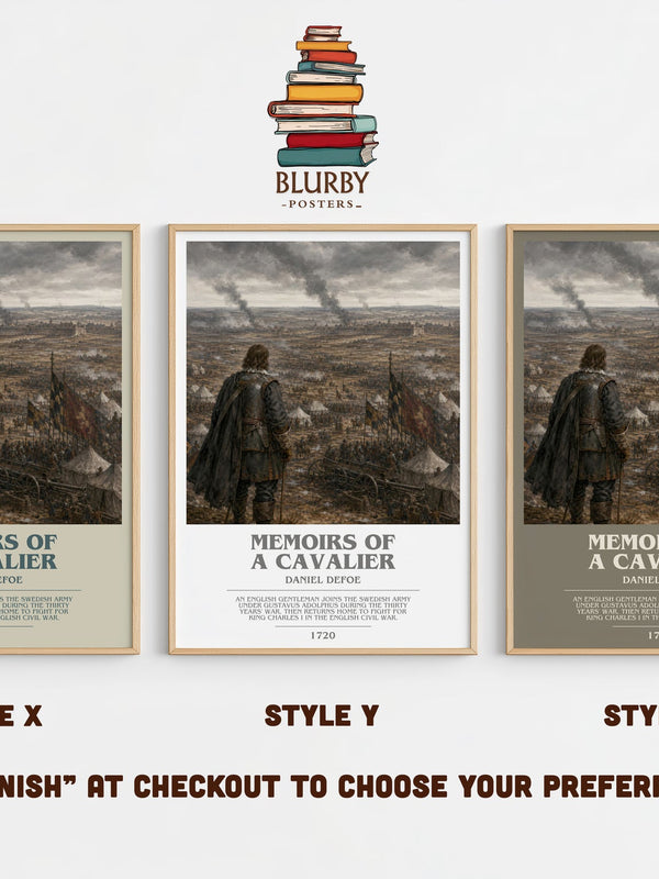 Memoirs Of A Cavalier bookish print in frame leaning in hallway – historical fiction wall art
