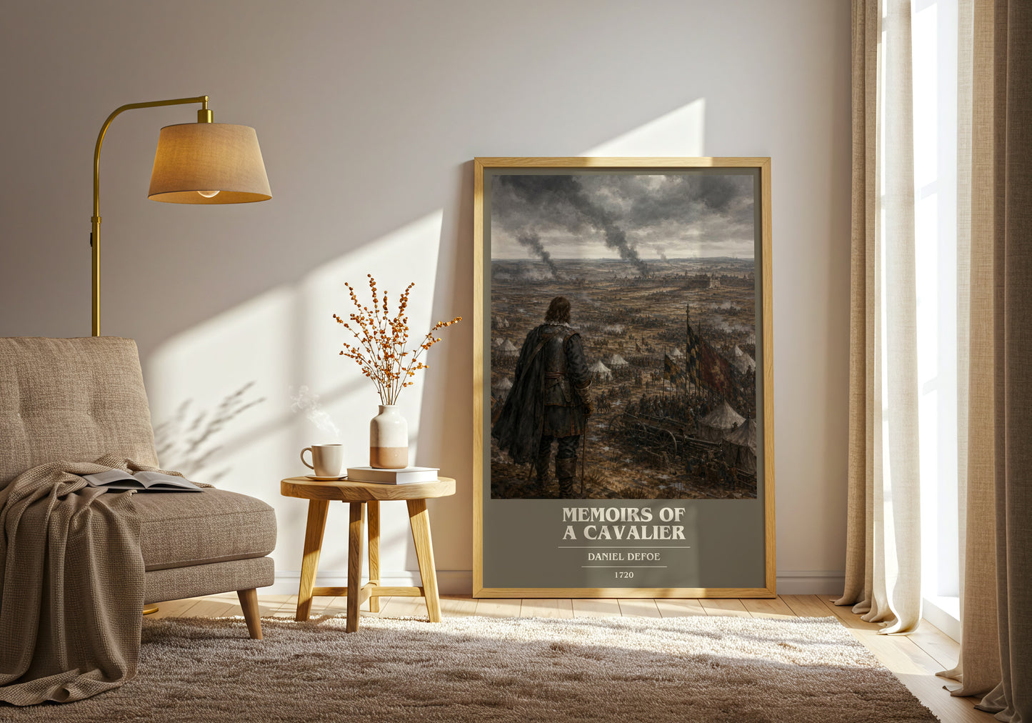 Memoirs Of A Cavalier book cover print on bookshelf – Daniel Defoe fan gift