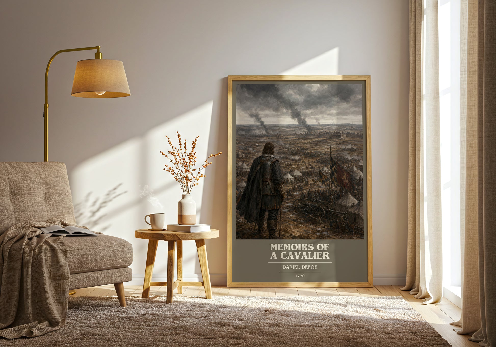 Memoirs Of A Cavalier book cover print on bookshelf – Daniel Defoe fan gift