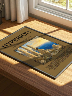 Hyperion Minimalist Book Poster by Friedrich Holderlin – print on a sunlit desk