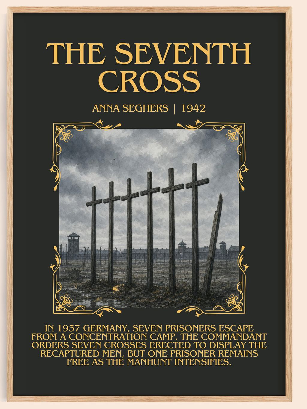 The Seventh Cross Minimalist Book Poster by Anna Seghers – book poster