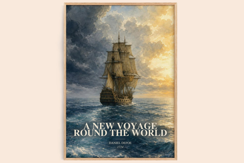 New Voyage Round The World Book Watercolour Illustration by D. Defoe (Edge style)
