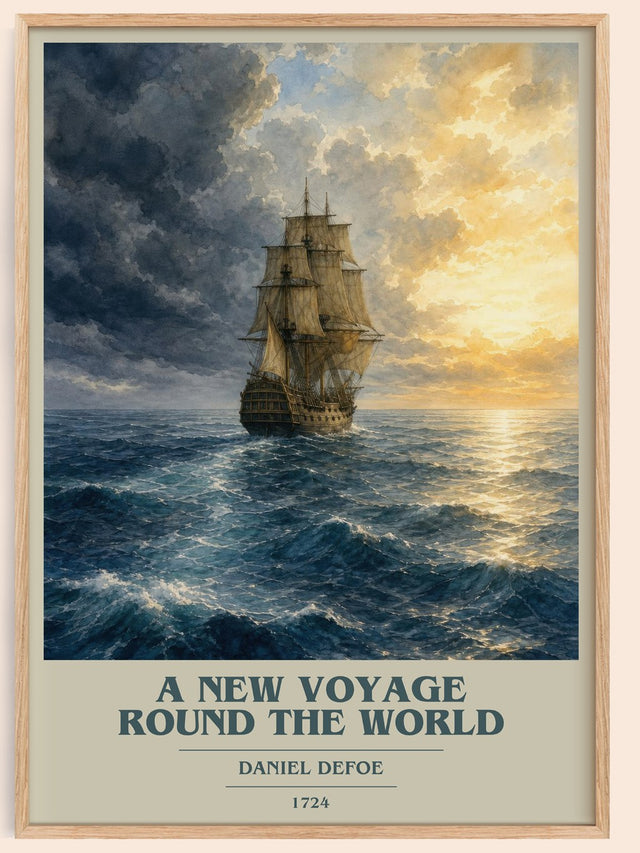 A New Voyage Round The World Book Cover Poster by Daniel Defoe
