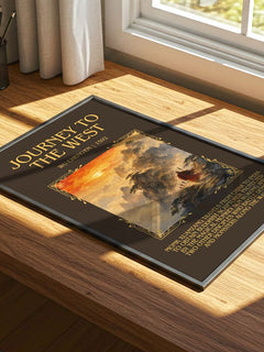 Journey to the West Minimalist Book Poster by Wu Cheng'en – print on a sunlit desk