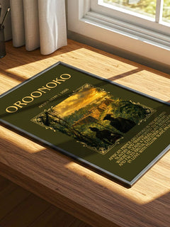 Oroonoko Minimalist Book Poster by Aphra Behn – print on a sunlit desk