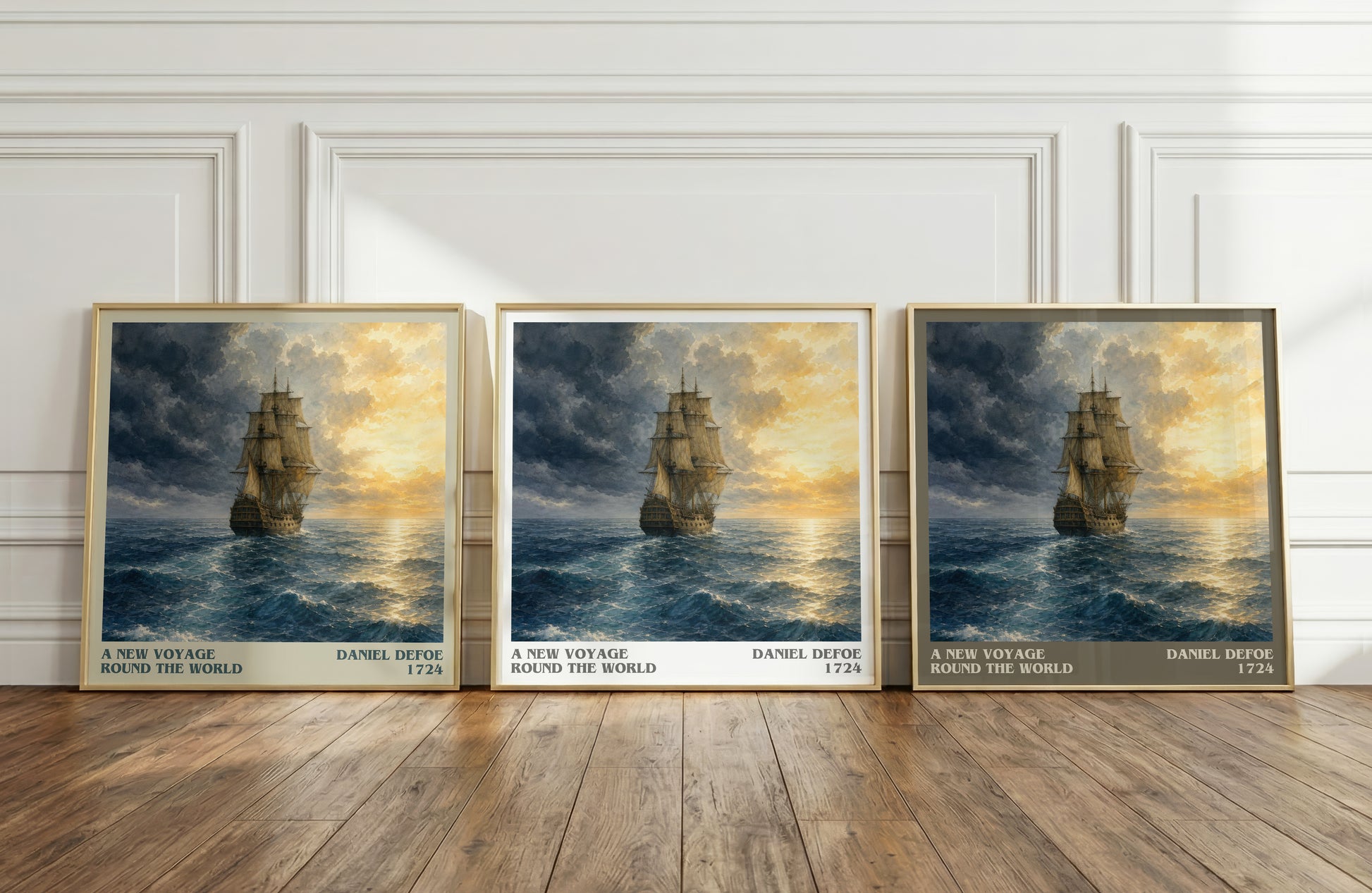 A New Voyage Round The World literary art print colour and style options – Daniel Defoe book art
