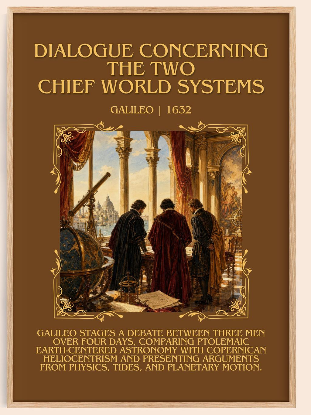 Dialogue Concerning the Two Chief World Systems Minimalist Book Poster by Galileo – book poster