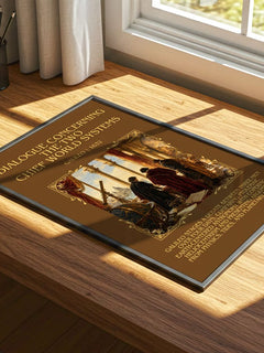 Dialogue Concerning the Two Chief World Systems Minimalist Book Poster by Galileo – print on a sunlit desk