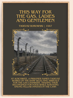 This Way for the Gas, Ladies and Gentlemen Minimalist Book Poster by Tadeusz Borowski – book poster