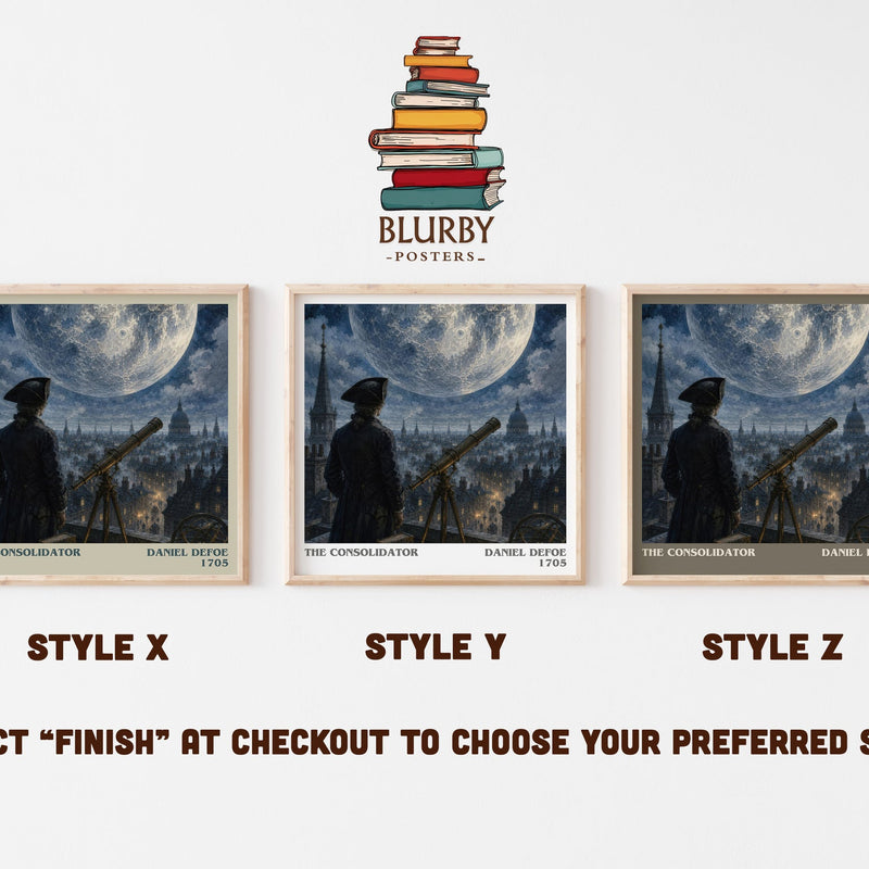 The Consolidator literary print in frame leaning in hallway – sci fi wall art