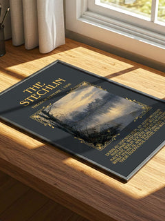 The Stechlin Minimalist Book Poster by Theodor Fontane – print on a sunlit desk