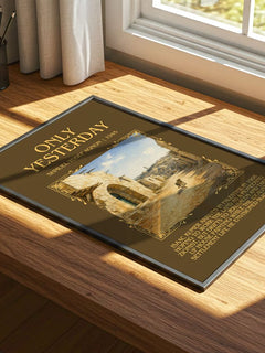 Only Yesterday Minimalist Book Poster by Shmuel Yosef Agnon – print on a sunlit desk