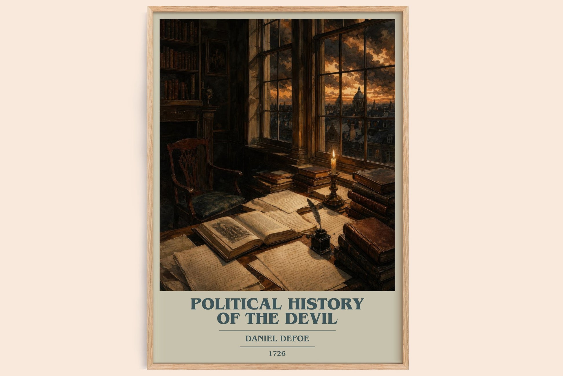 Political History Of The Devil book cover book poster by Daniel Defoe – framed literary art print