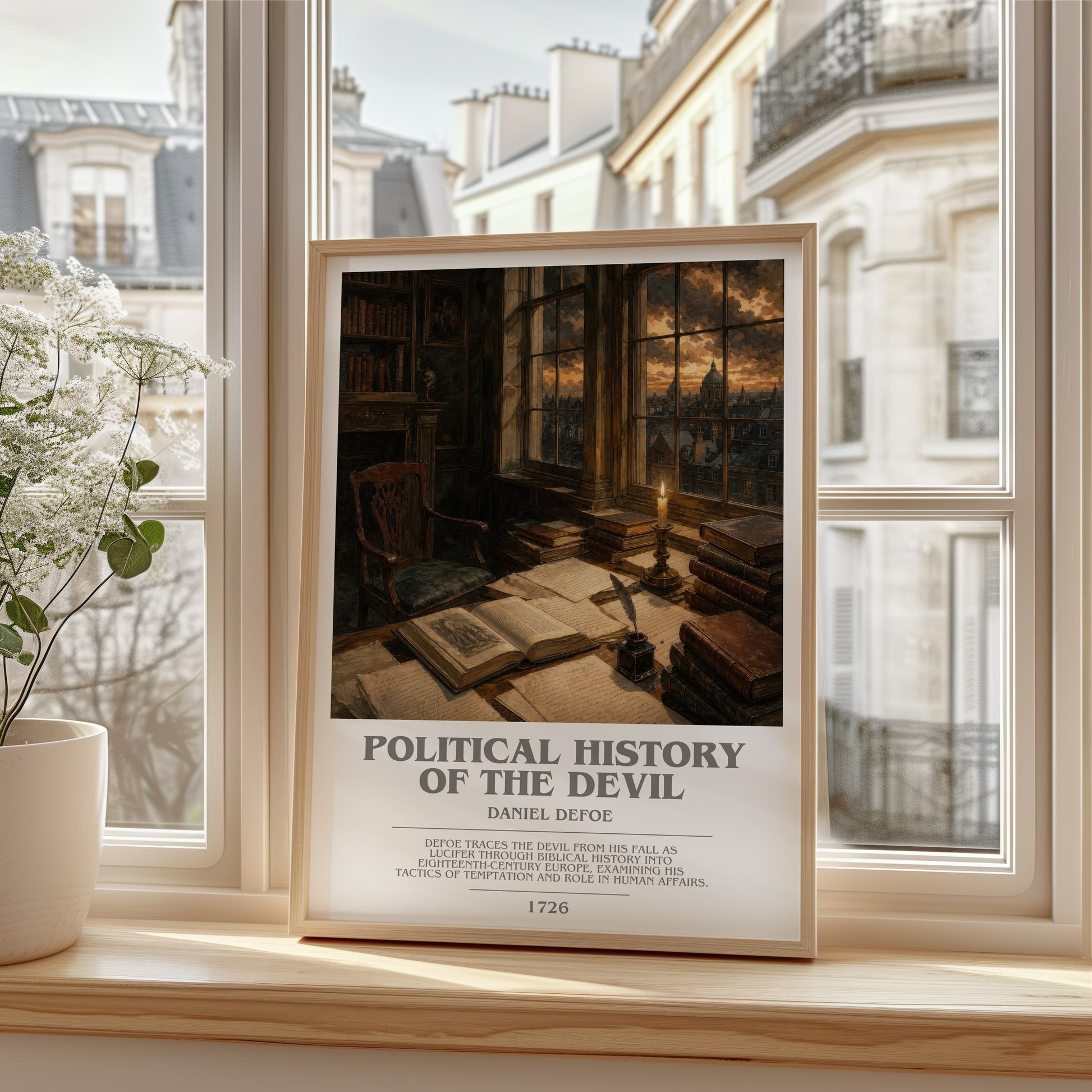 Political History Of The Devil bookish poster colour and style options – Daniel Defoe book art