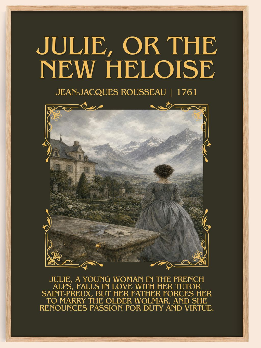 Julie, or the New Heloise Minimalist Book Poster by J. Rousseau – book poster