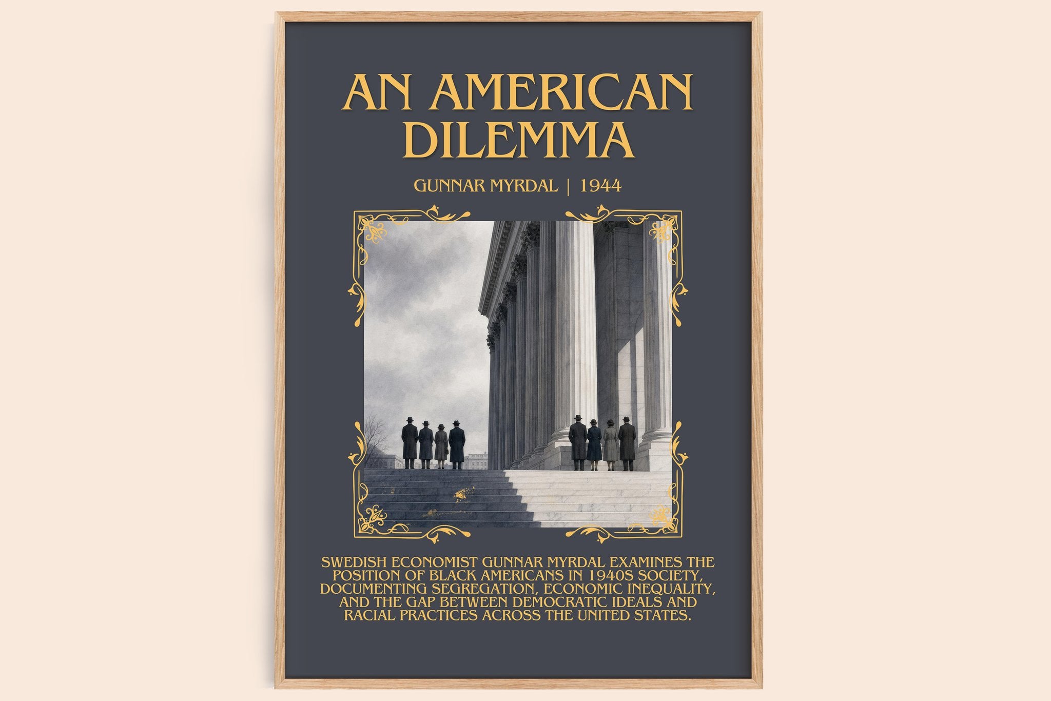 An American Dilemma Minimalist Book Poster by Gunnar Myrdal