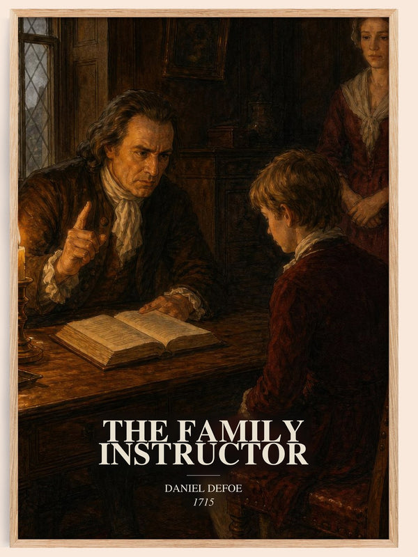 The Family Instructor watercolour book poster by Daniel Defoe – framed literary art print