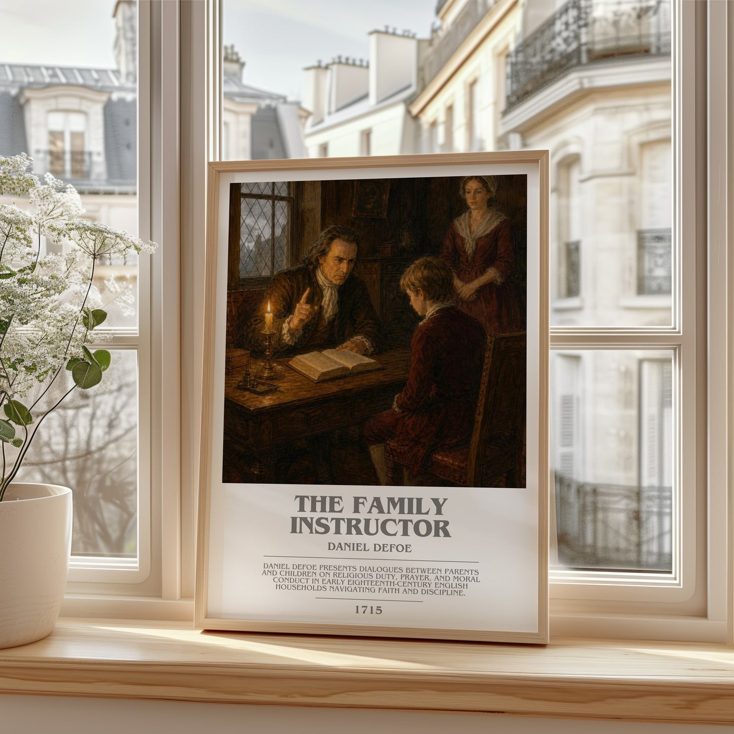 The Family Instructor bookish poster colour and style options – Daniel Defoe book art