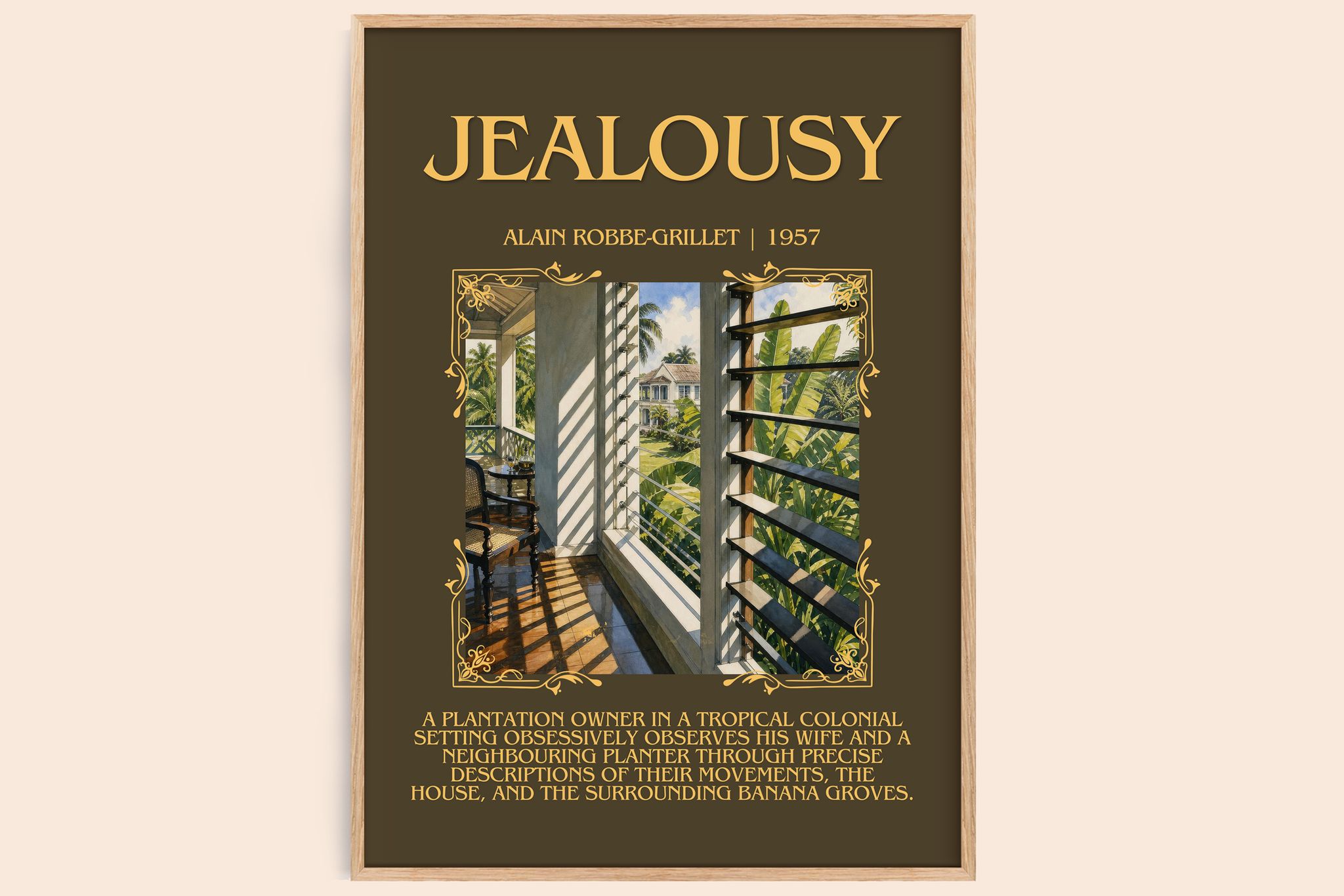Jealousy Minimalist Book Poster by Alain Robbe-Grillet