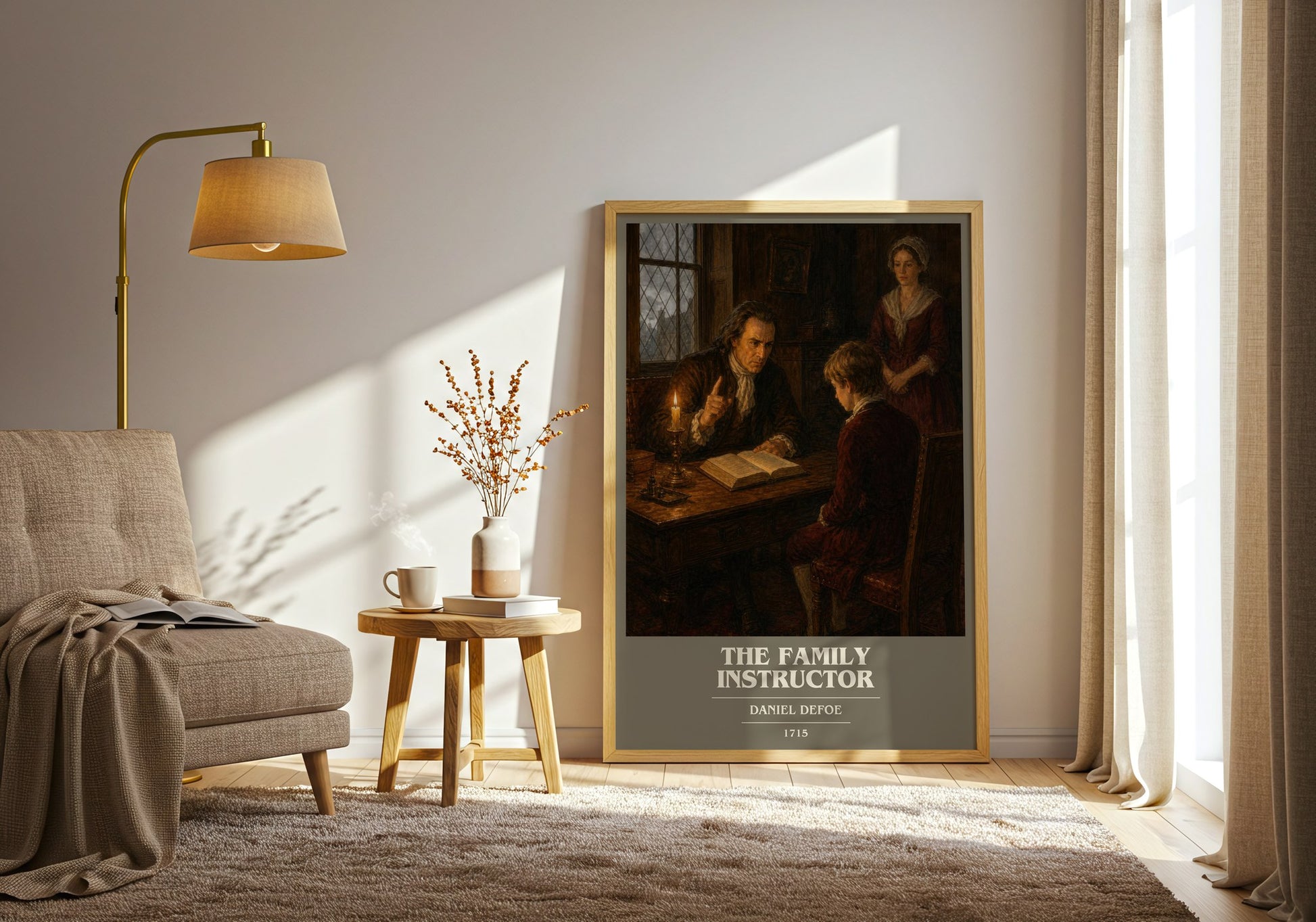 The Family Instructor book cover print on bookshelf – Daniel Defoe fan gift