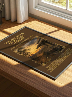 Fortunes Of Richard Mahony Minimalist Book Poster by H. Richardson – print on a sunlit desk