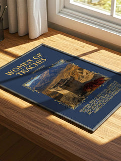 Women of Trachis Minimalist Book Poster by Sophocles – print on a sunlit desk