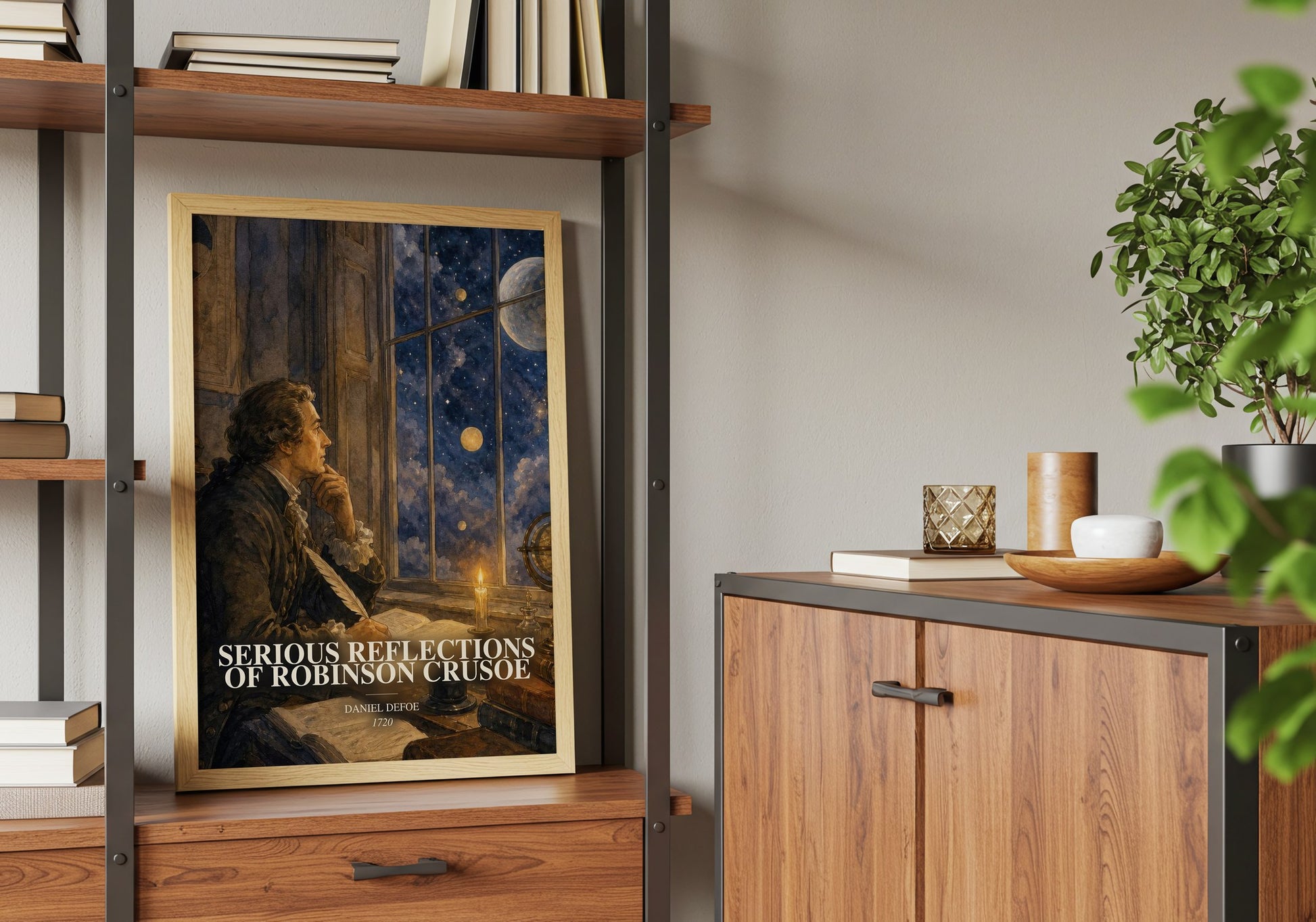 Serious Reflections Of Robinson Crusoe book watercolour illustration paper finish options – matte satin gloss