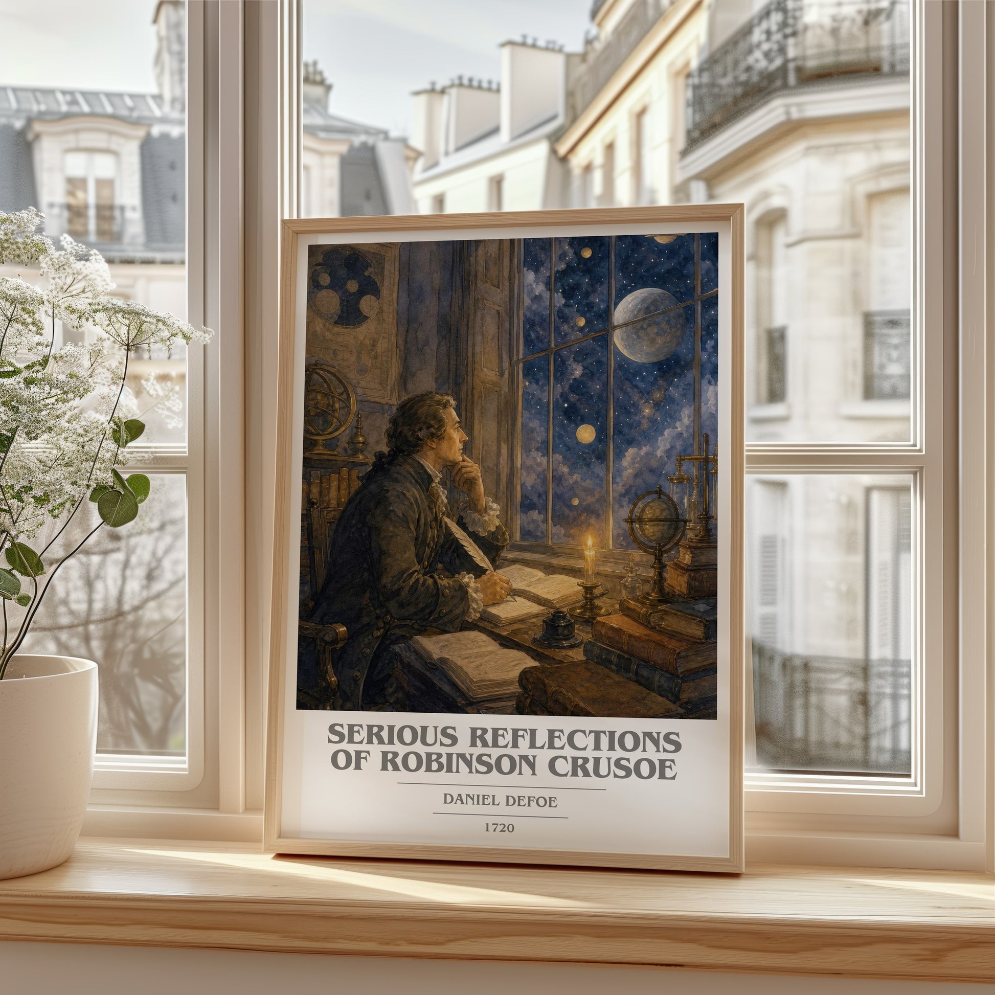 Serious Reflections Of Robinson Crusoe book cover poster colour and style options – Daniel Defoe book art