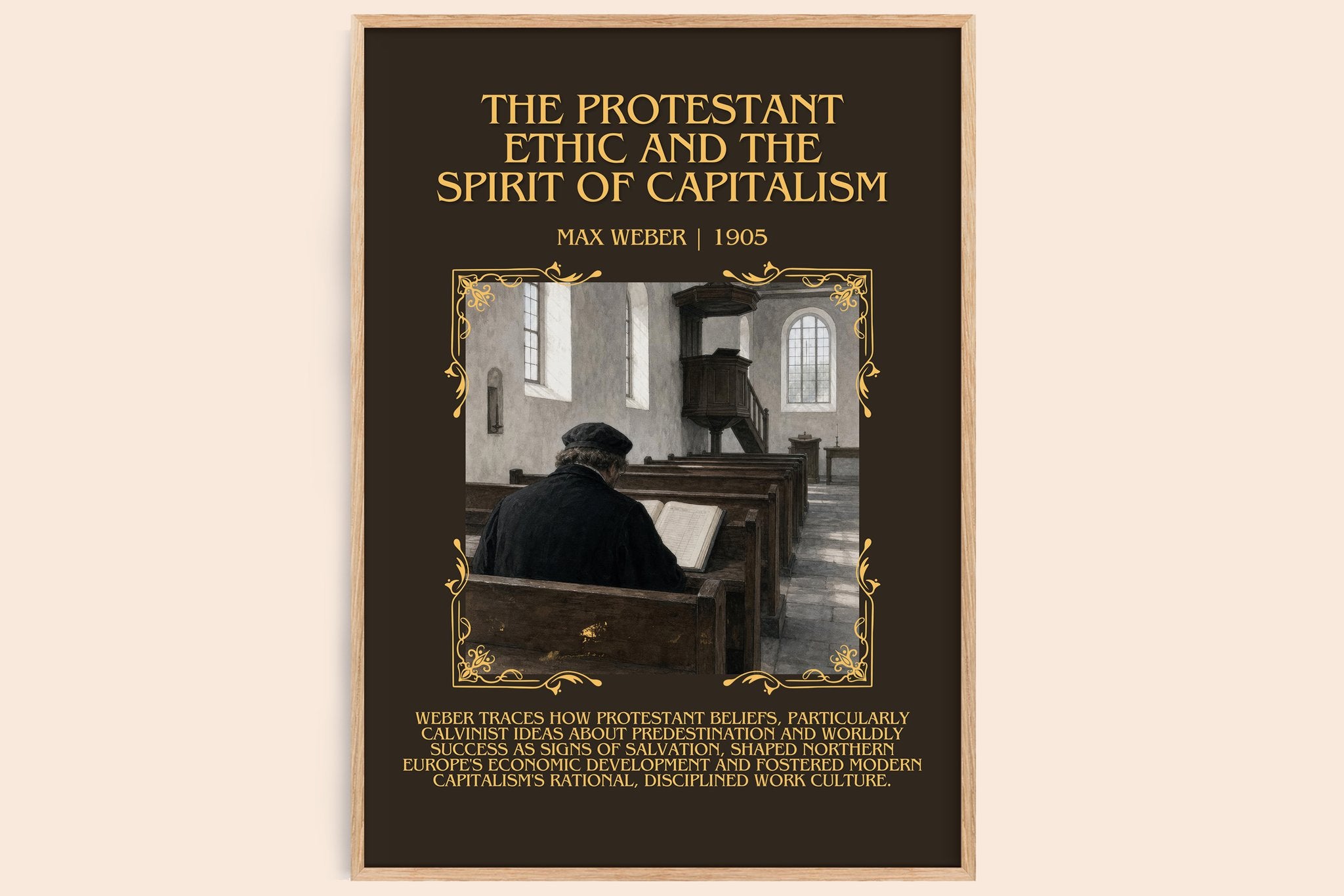 The Protestant Ethic and the Spirit of Capitalism Minimalist Book Poster by Max Weber