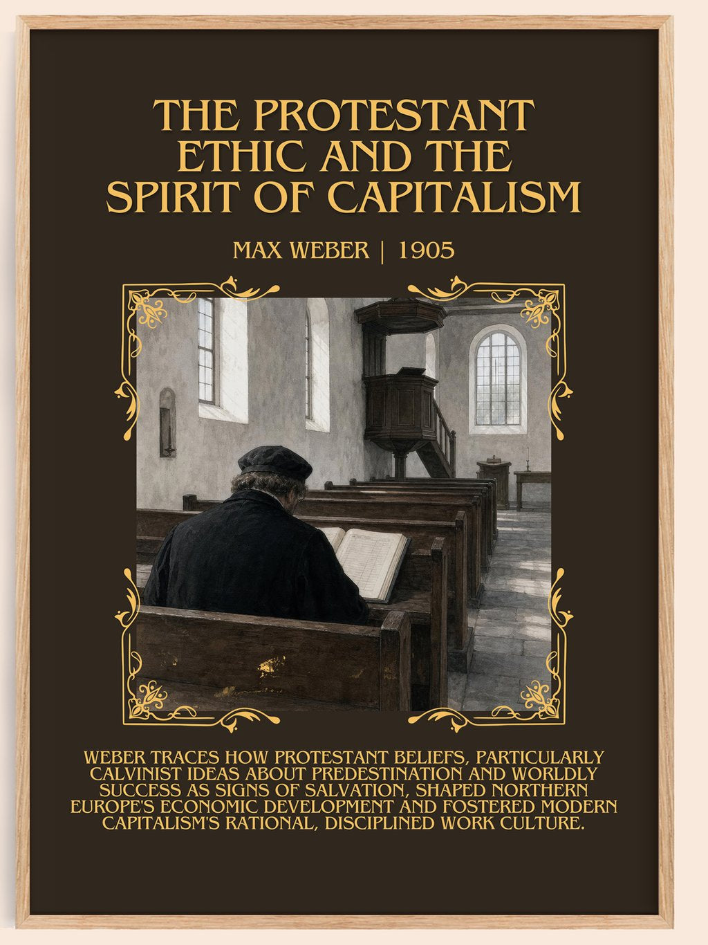 The Protestant Ethic and the Spirit of Capitalism Minimalist Book Poster by Max Weber – book poster
