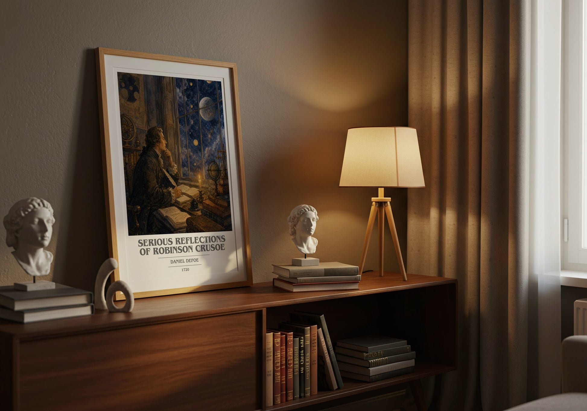 Serious Reflections Of Robinson Crusoe book cover book poster framed on wall – philosophy wall art