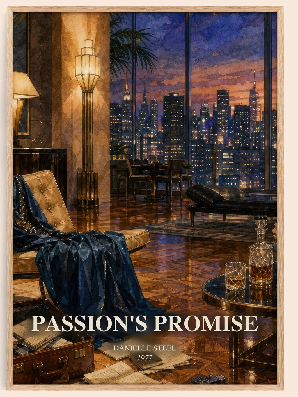 Passion'S Promise watercolour book poster by Danielle Steel – framed literary art print