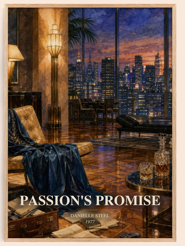 Passion'S Promise watercolour book poster by Danielle Steel – framed literary art print