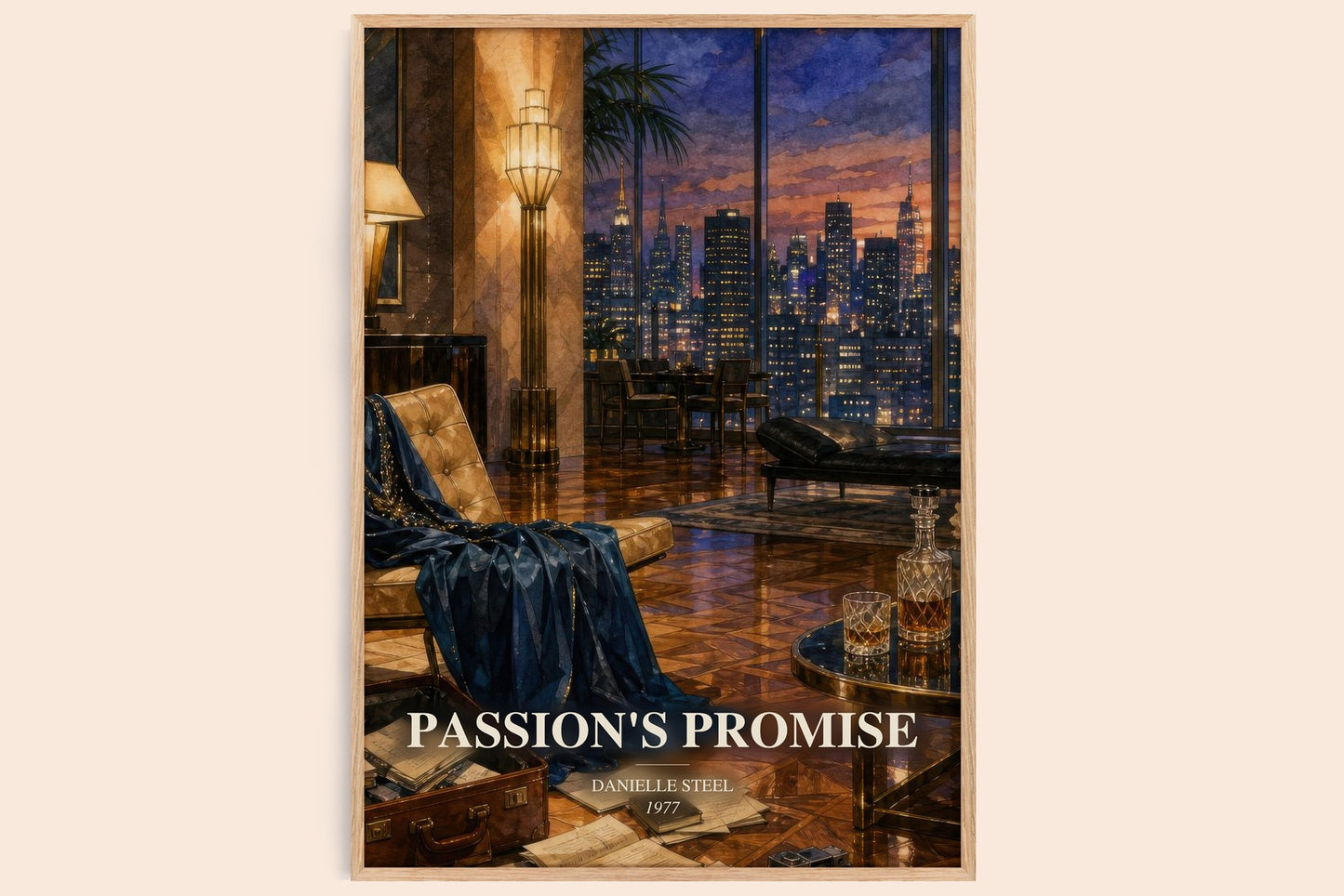 Passion'S Promise watercolour book poster by Danielle Steel – framed literary art print