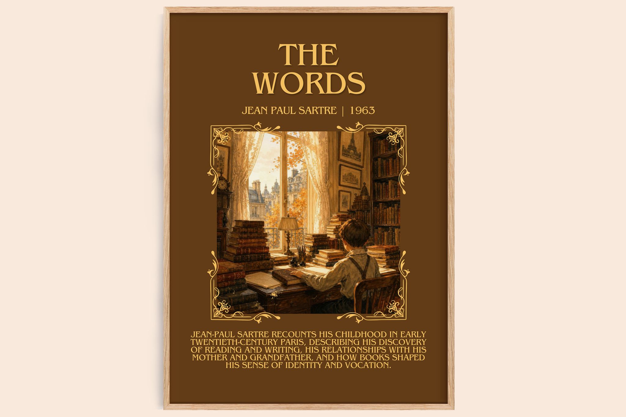 The Words Minimalist Book Poster by Jean Paul Sartre