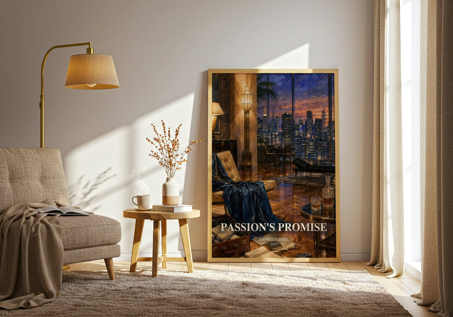 Passion'S Promise watercolour print in frame leaning in hallway – romance wall art