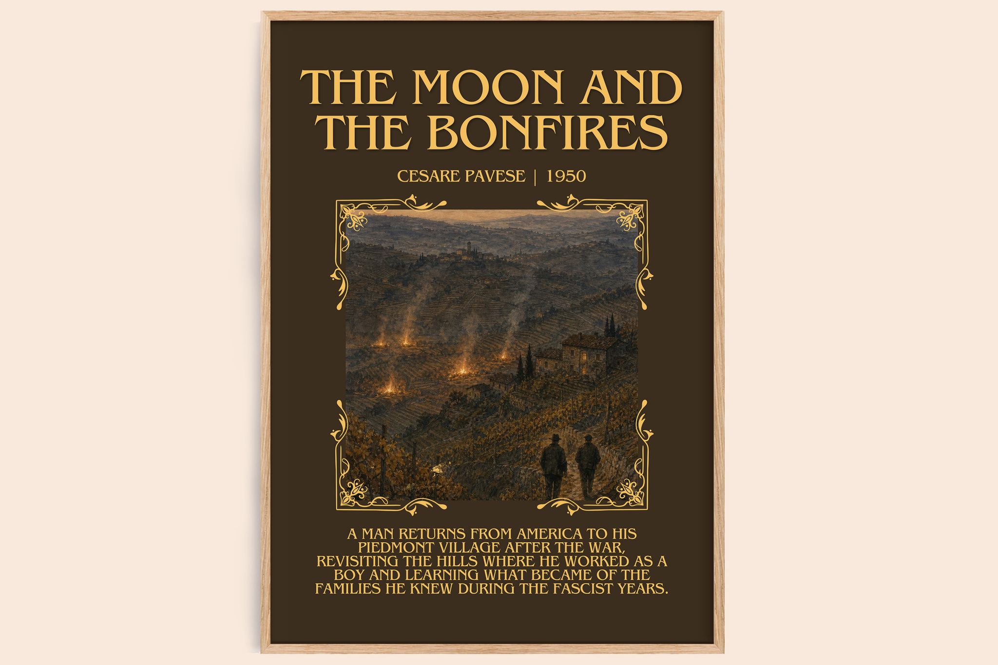 The Moon and the Bonfires Minimalist Book Poster by Cesare Pavese