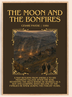 The Moon and the Bonfires Minimalist Book Poster by Cesare Pavese – book poster