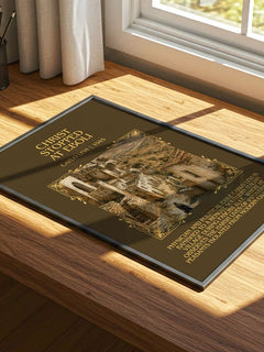 Christ Stopped at Eboli Minimalist Book Poster by Carlo Levi – print on a sunlit desk