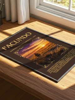 Facundo Minimalist Book Poster by Domingo Faustino Sarmiento – print on a sunlit desk