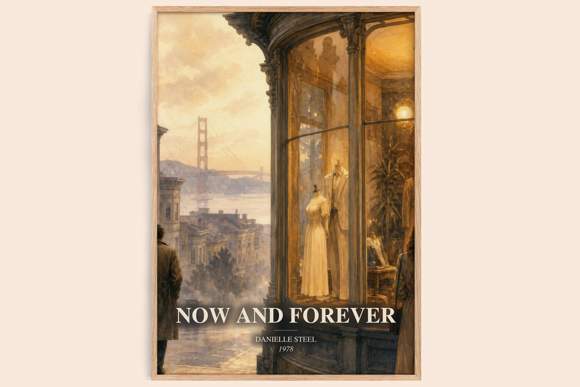 Now And Forever watercolour book poster by Danielle Steel – framed literary art print