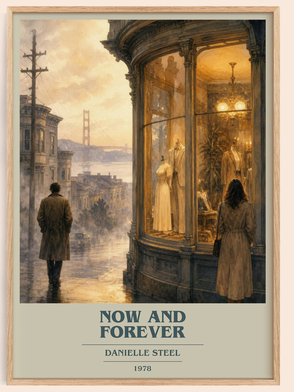 Now And Forever book cover book poster by Danielle Steel – framed literary art print