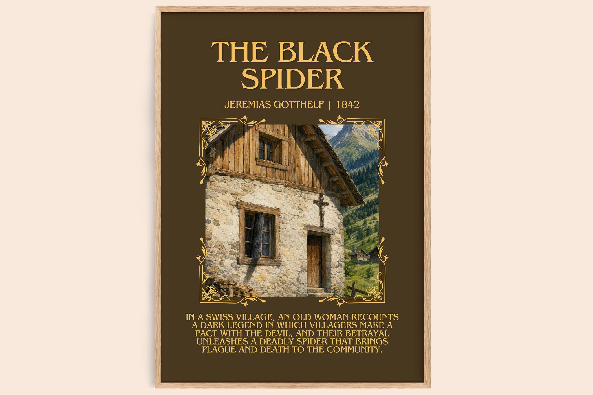 The Black Spider Minimalist Book Poster by Jeremias Gotthelf