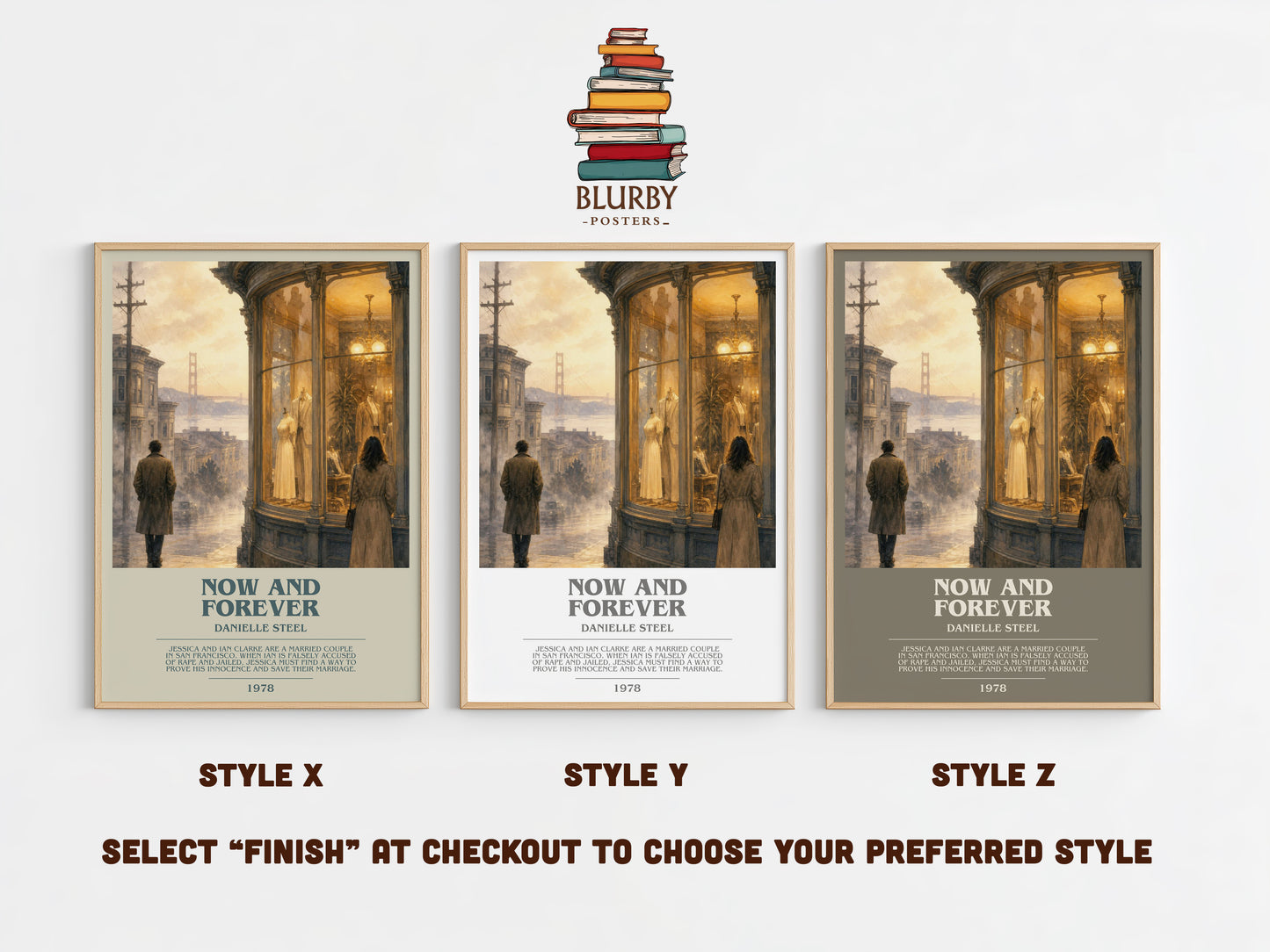 Now And Forever bookish print in frame leaning in hallway – romance wall art